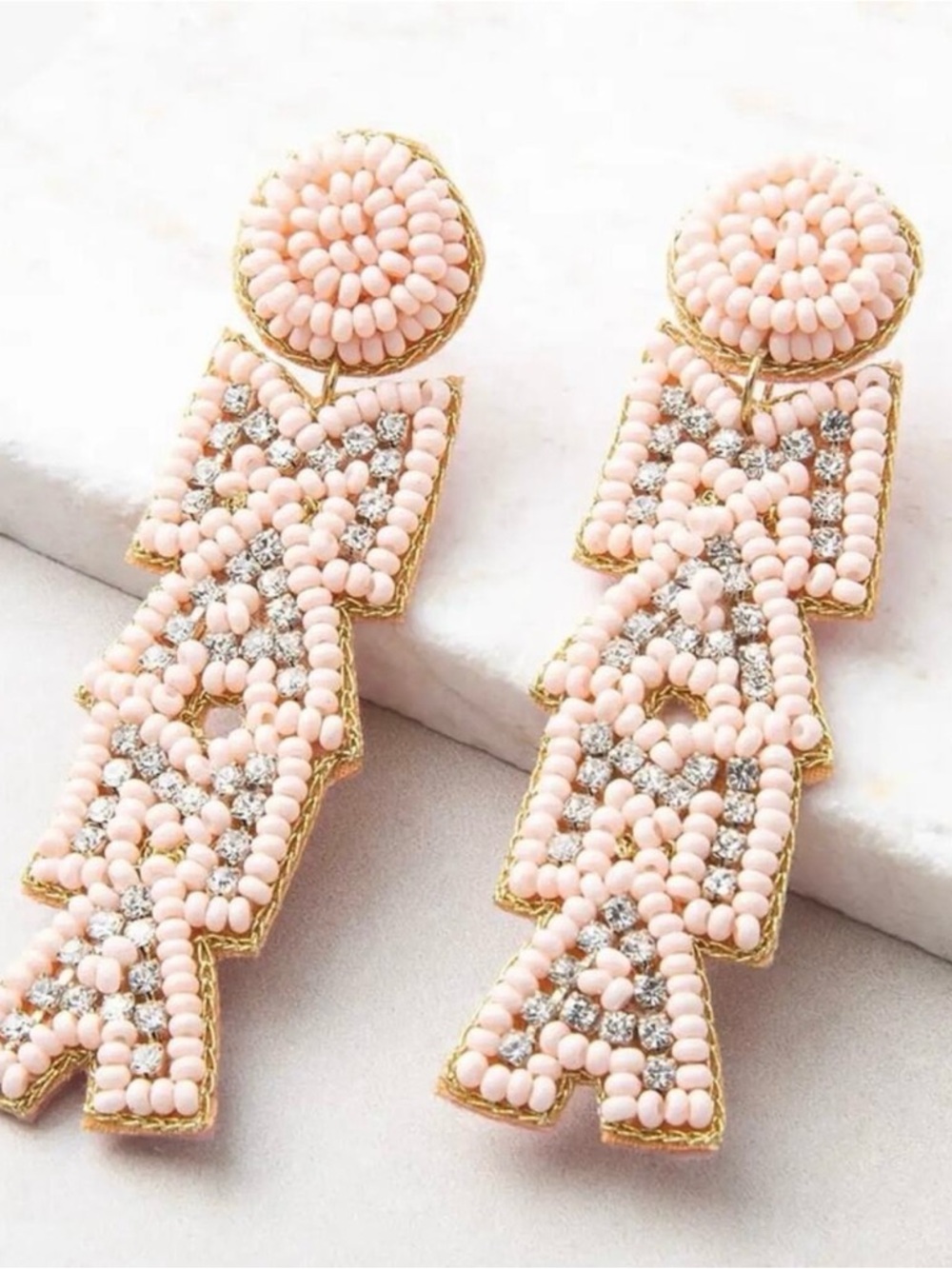 NWT ♥️ Beaded Pink Mama Statement Drop Earrings - Elegant Women's Jewelry